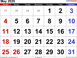 May 2025 calendar