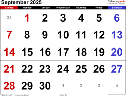 September 2025 calendar